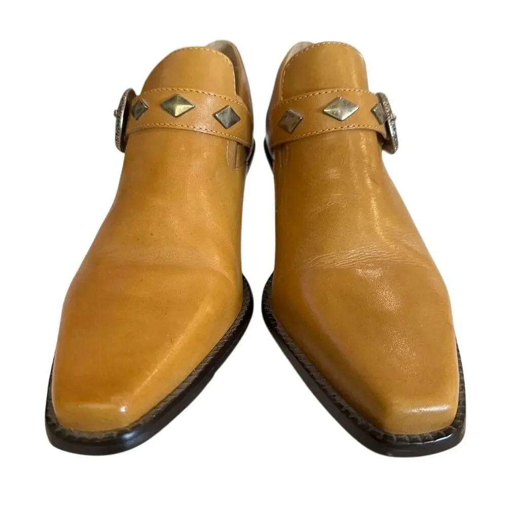 Dingo‎ Women's Carmel Brown Leather Western Ankle Booties Size 6.5 Vintage Style